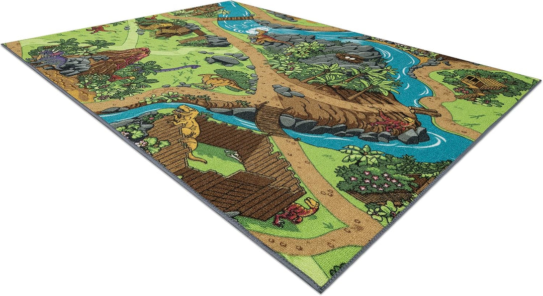 Rebel Roads Teppich Dino World 29 Dinosaurier, rutschfest für Kinder - grau/grün 140x200 cm 140x200
