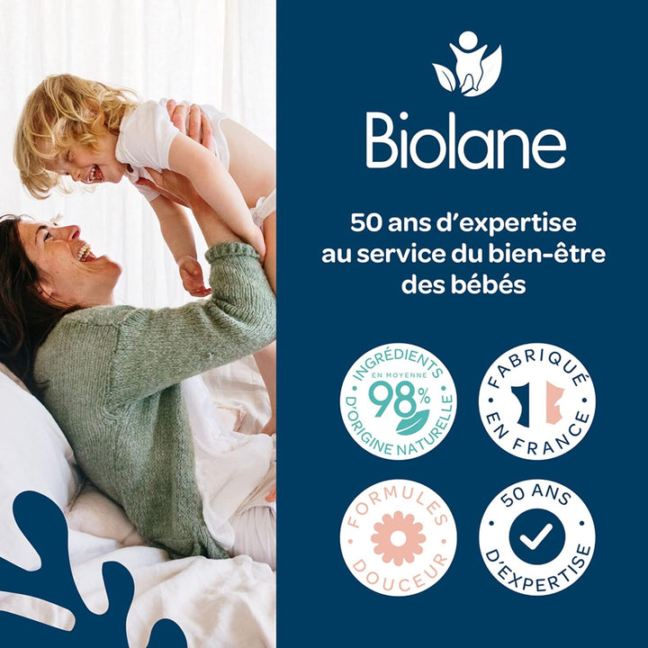 Biolane Set mit 72 Tüchern mit Milch, 12er Pack Packung mit Toilettenmilchtüchern, Packung mit Toile