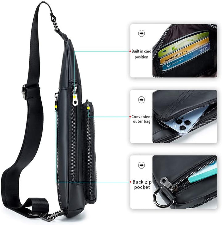 MANNUOSI Leder Umhängetasche Herren Schultertasche Leder Arbeit Taschen Mann Handtasche Herren Messe