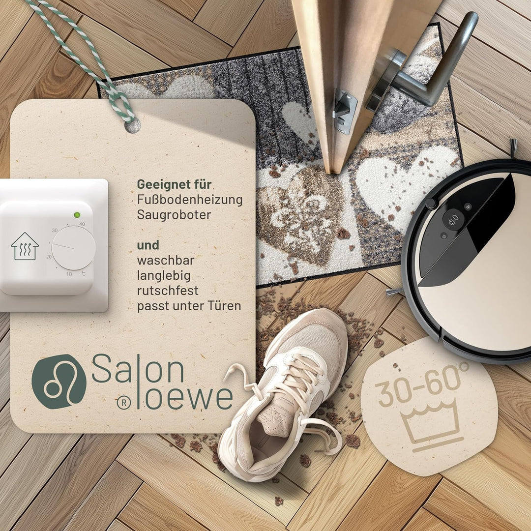 Salonloewe Fussmatte waschbar Alpenglück Herzen 50x75 cm Landhaus-Stil Eingangs-Matte Fussabtreter g