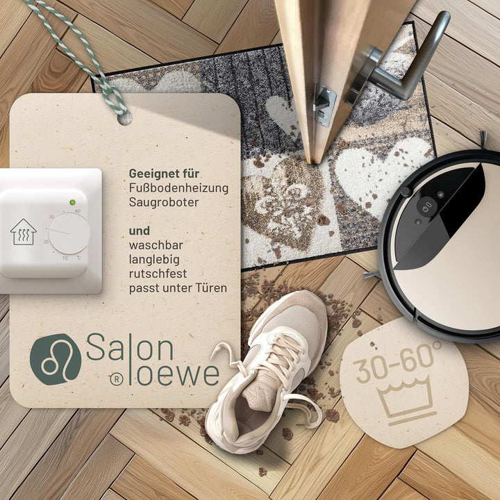 Salonloewe Fussmatte waschbar Alpenglück Herzen 50x75 cm Landhaus-Stil Eingangs-Matte Fussabtreter g