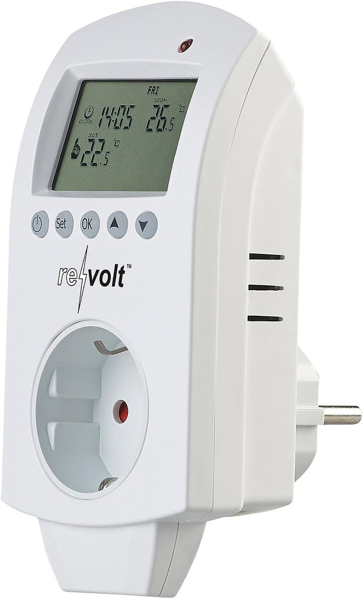 revolt Steckerthermostat: Digitales Steckdosen-Thermostat für Heiz- & Klimageräte, 3.680 Watt (Frost
