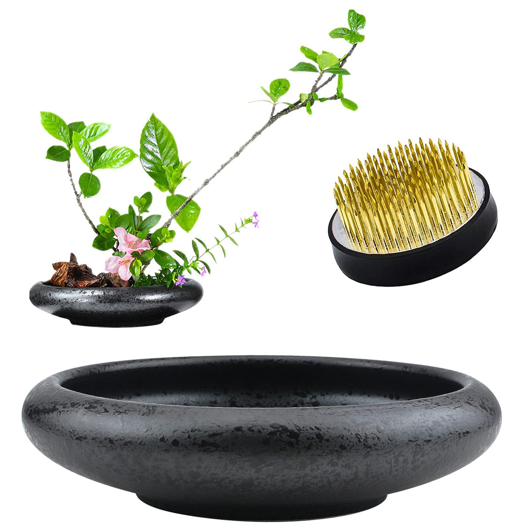 CRAFFANCY Ikebana-Blumenvase mit 5 cm Kenzan-Blumenfrosch für Blumenarrangements, Heimdekoration, sc