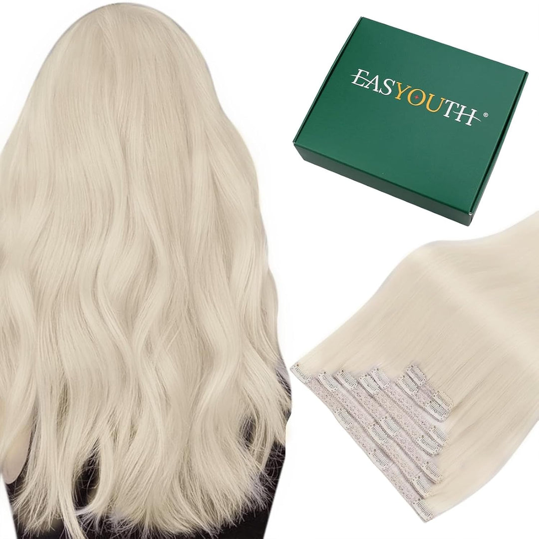Easyouth Echthaar Clip in Extensions Blond Clip Haarextension Echthaar Remy Clip in Echthaar Extensi