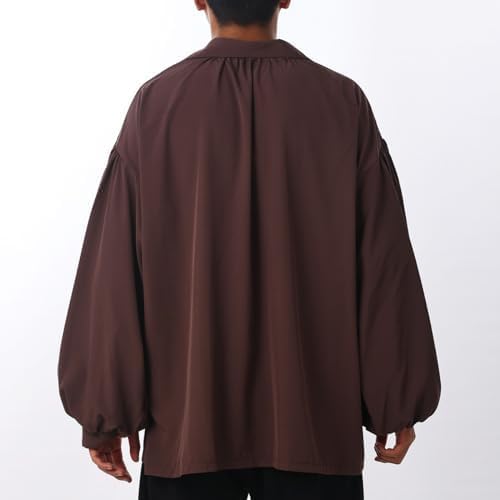 COSDREAMER Herren Piratenhemd Kolonial Shirt Renaissance Dichter Hemd Bluse XXL Kaffee, XXL Kaffee