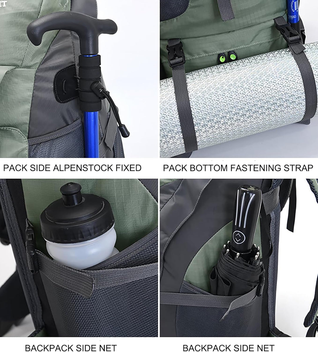 Bseash 50L Leichter wasserfester Wanderrucksack, Outdoor Sport Tagesrucksack Multifunktions Reisetas