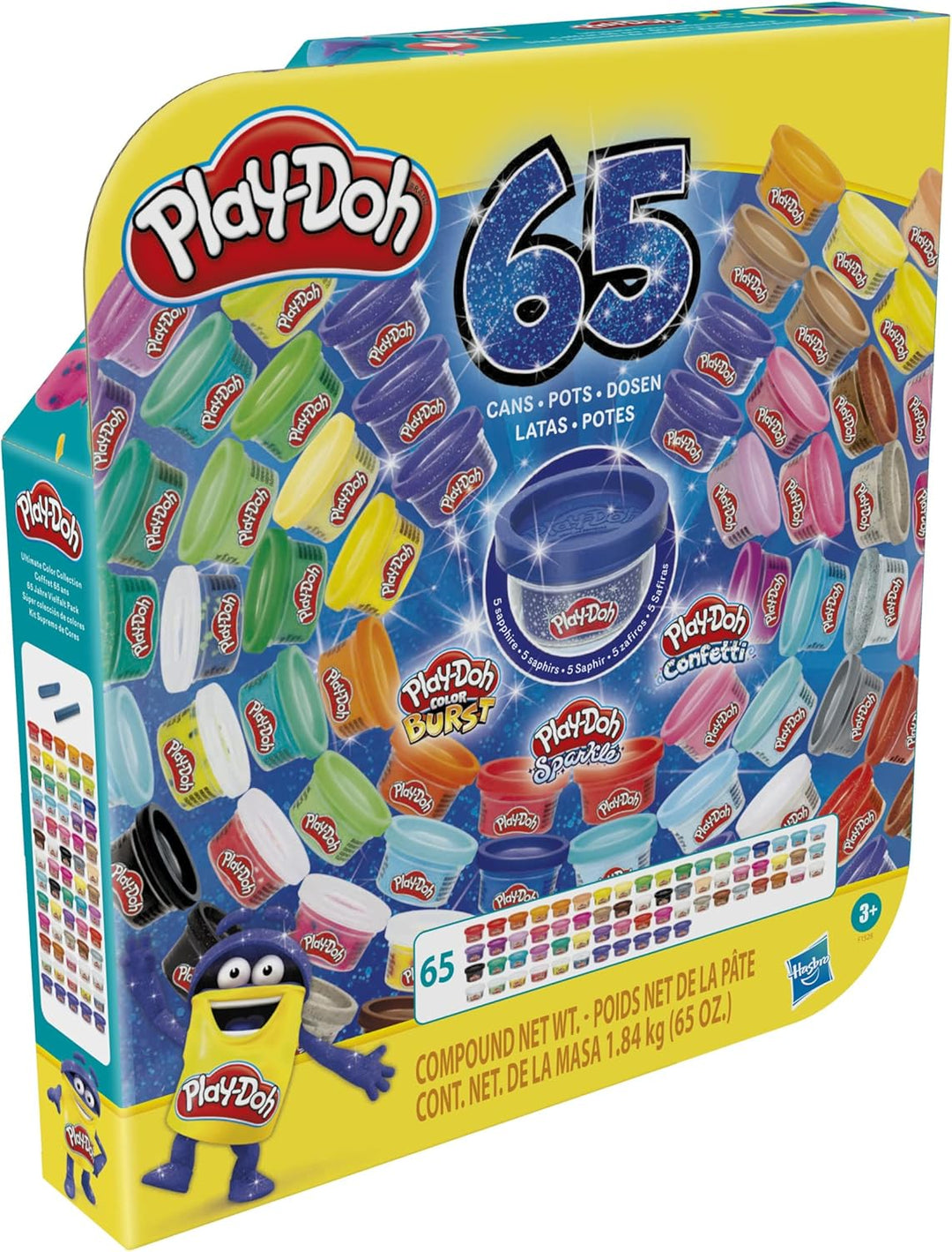 Play-Doh 65 Jahre Vielfalt Pack für Kinder ab 3 Jahren, 28g-Dosen, inklusive Saphir-, Glitzer-, Konf