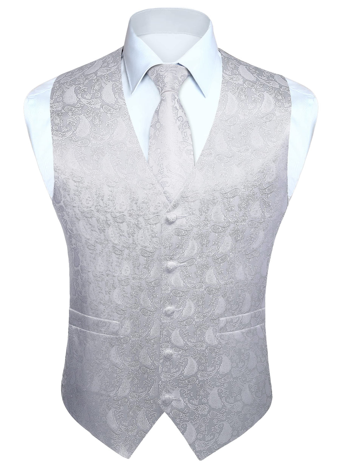 HISDERN Herren Weste Paisley Floral Jacquard Krawatte Einstecktuch Taschentuch Weste Anzug Set XXL W