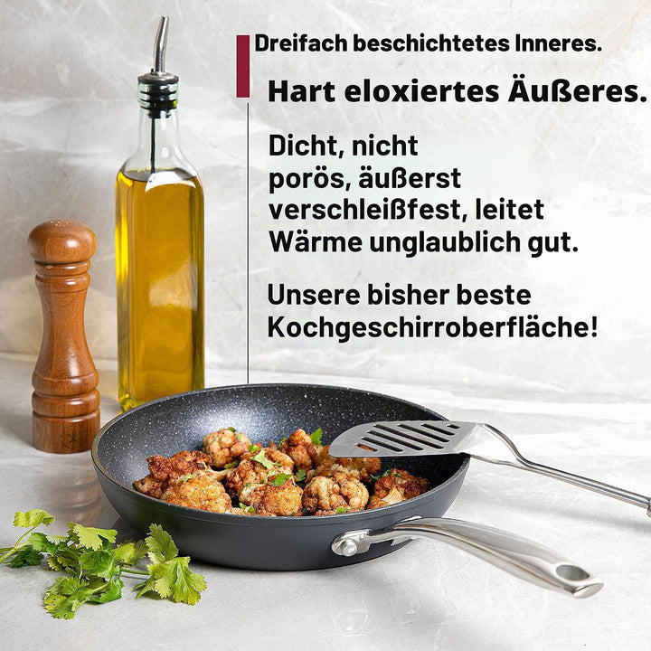 Granitestone Pro Harteloxiertes Set Pfanne 8", 10" und 12" Kochgeschirr, 100 Prozent PFOA-frei, ofen