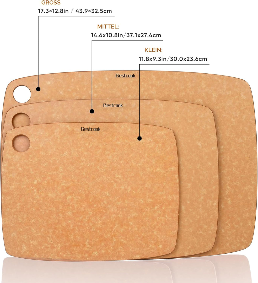 Bestcook Schneidebrett Holzfaser für Küche, Spülmaschinenfest Composite Cutting Board, Hohe Dichte,