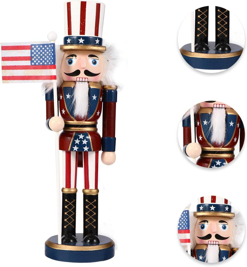 Veemoon 1 Stück Weihnachten Holz Nussknacker Soldat Holz Handbemalte Soldat Statue Klassische Tradit