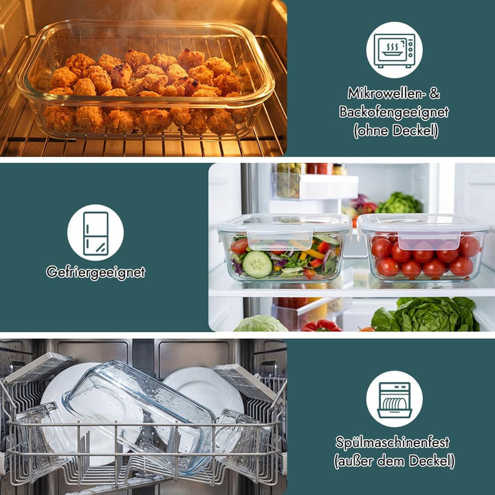 YQL Airfryer Zubehör für COSORI 2 Kammern 8,5L/Ninja Dual 9,5L, Borosilikatglas Auflaufform hitzebes