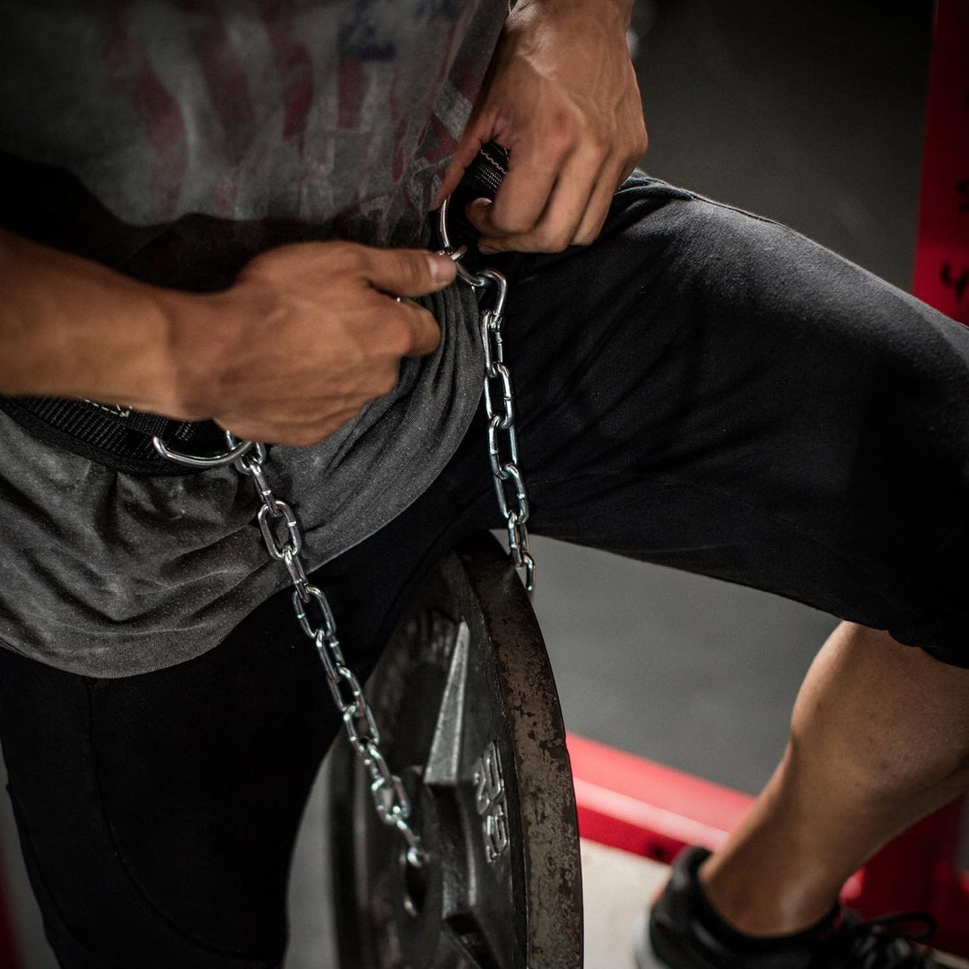 Harbinger Dip-Gürtel aus Polypropylen mit Stahlkette Schwarz, Schwarz