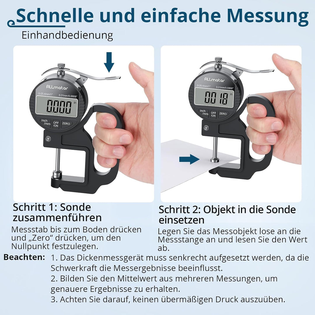 Digitales Dickenmessgerät 0-25,4mm, 0,01mm/0,0005&