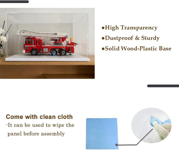 Nynelly Vitrine für Sammlung, Box aus Transparentem Acryl, mit weisser Basis zum Zusammenbauen, Stau