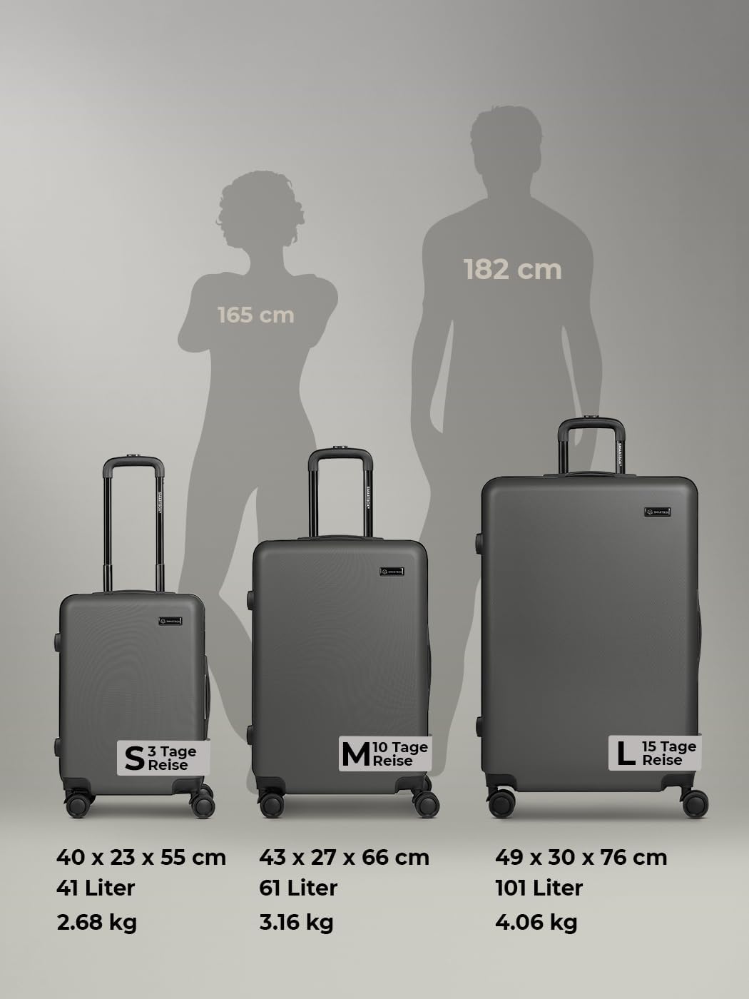 Smartbox Hartschalen Koffer-Set 3-teilig für Damen & Herren | leichte & stabile Reise-Trolleys aus h