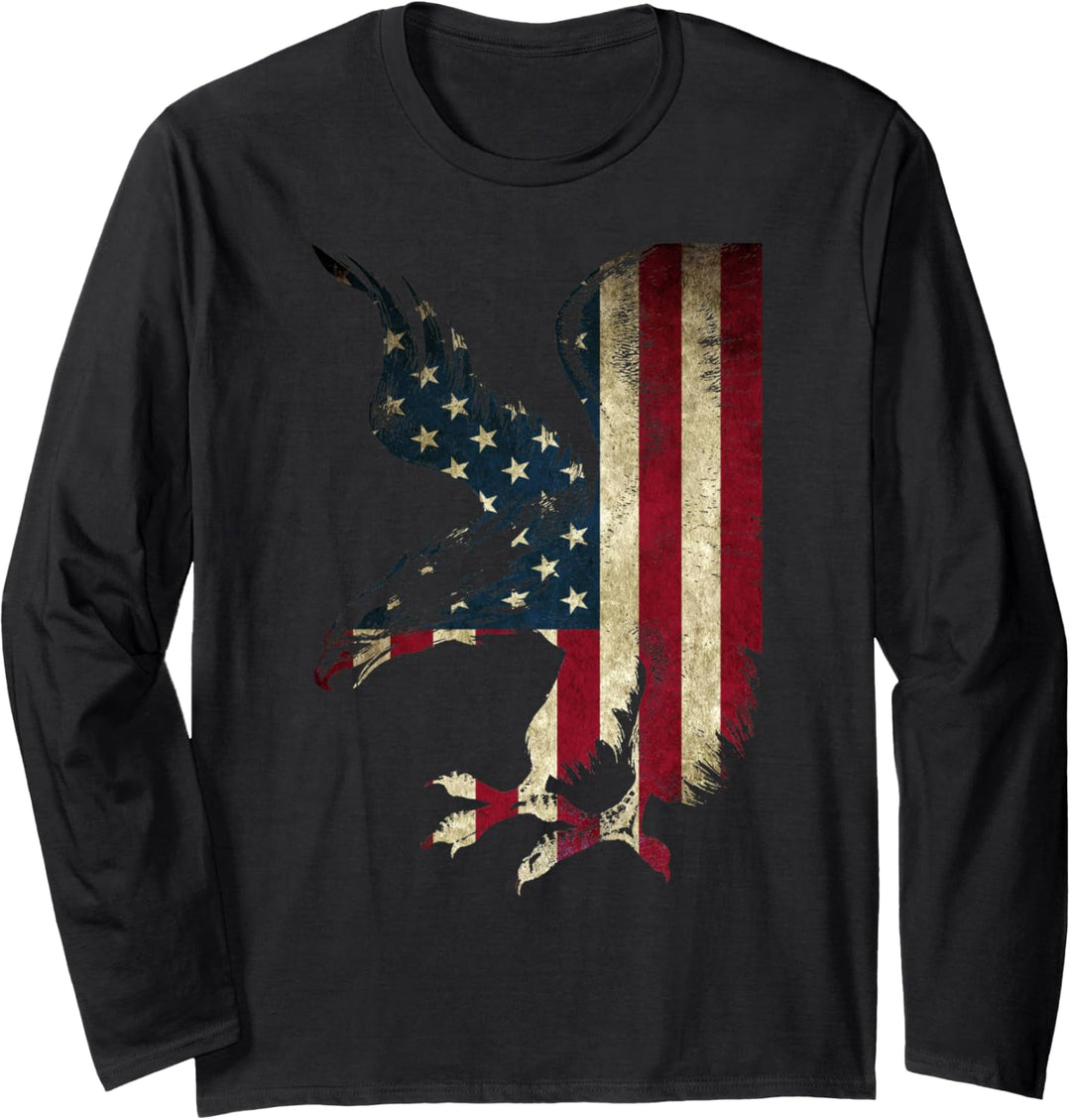 Adler Amerikanischer Patriot US Amerika USA Flagge Outfit Langarmshirt