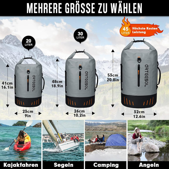 Blackace arteesol Wasserdichter Rucksack - Dry Bag 20L 30L 40L 45L Wasserfester Rucksack Seesack Was