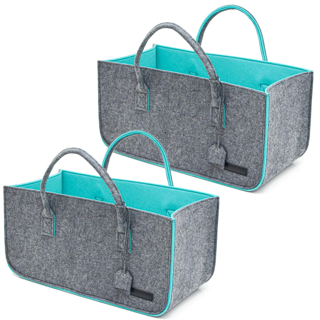 DuneDesign 2er Set: Schwerlast Shopping Bag Filz XXL - 50x25x25 Filztasche Gross - Kamintasche für H