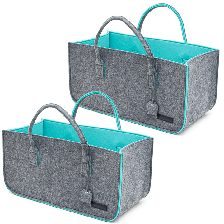 DuneDesign 2er Set: Schwerlast Shopping Bag Filz XXL - 50x25x25 Filztasche Gross - Kamintasche für H