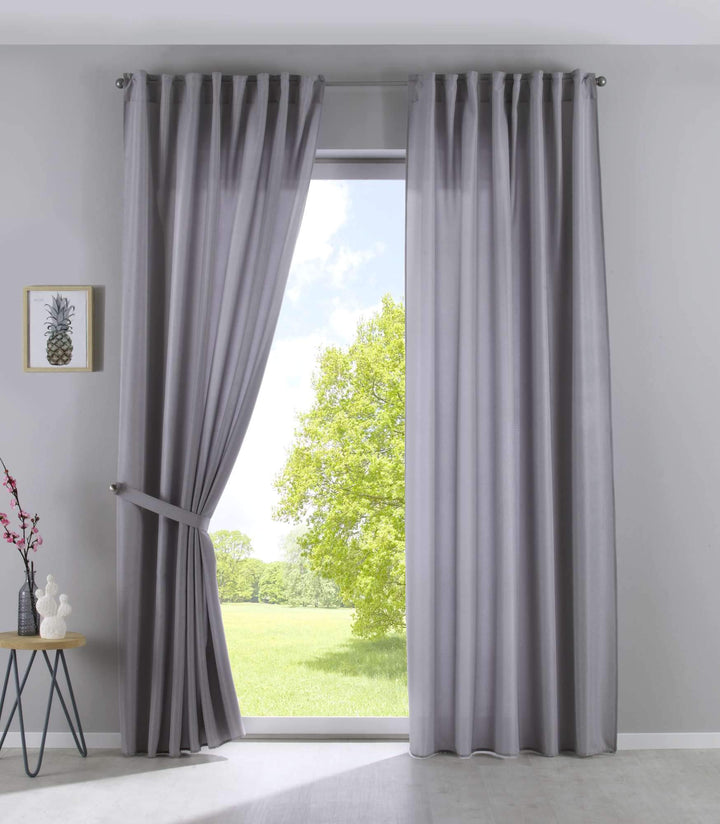 2er Set Vorhänge Verdeckte Schlaufen Cationic »JENA« HxB 225x140 cm Silber Blickdicht Leinen Optik G