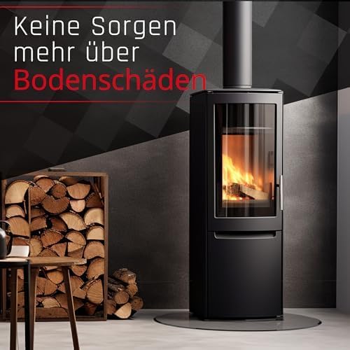 BIJON Funkenschutz-Platte mit Facettenschliff, Glasplatte Kaminofen, Kaminschutz mit ESG Sicherheits
