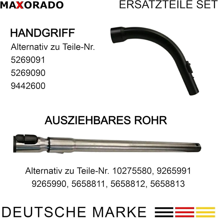 Teleskoprohr mit Einrastfunktion + Handgriff Griff für Miele S8340 S8330 8370 S2131 9442601 S2 S4 S5