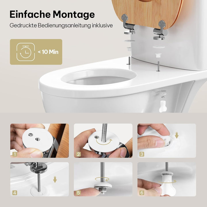 eSituro WC Sitz mit Absenkautomatik,Antibakterieller Stabile Toilettendeckel für Badinstallationen,M