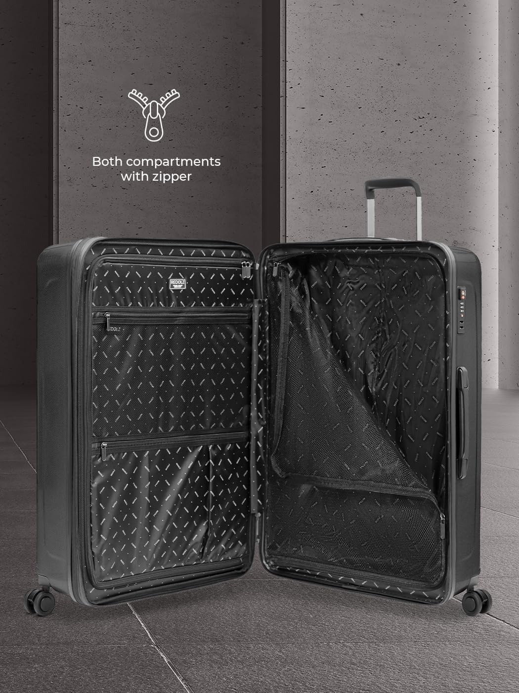 REDOLZ sehr grosser Hartschalen L+ Trolley | 52 x 34 x 77 cm | mit Dehnfalte von 123 auf 140 Liter e