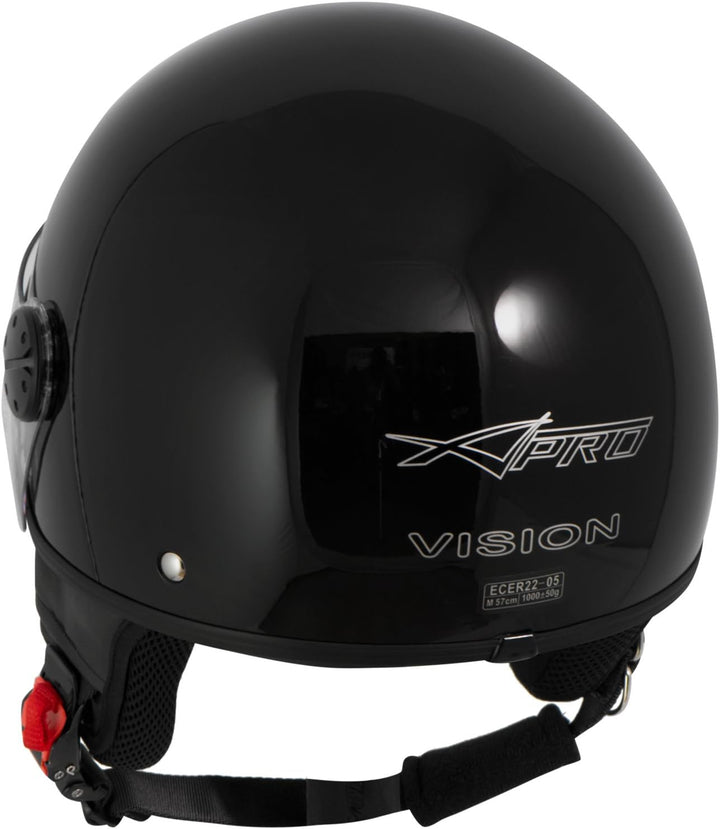 Motorradhelm Motorrad Roller Jet Helm Demi Mit Viser SonicMoto 59 cm (XL) Schwarz, 59 cm (XL) Schwar
