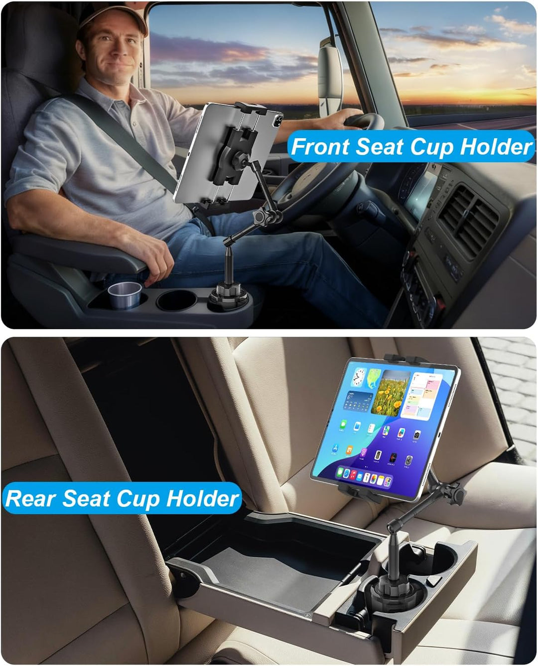 Flexibel Tablet Halterung Getränkehalter Auto [Aluminium Verstellbarer Magic Arm] KFZ LWK Wohnmobil