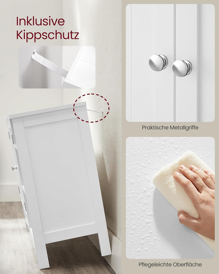 VASAGLE Waschbeckenunterschrank, Unterschrank, Badezimmerschrank, extra lang, 30 x 90 x 60 cm, 2 Tür