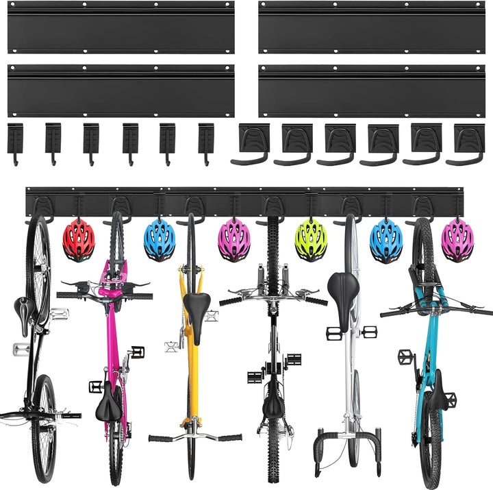 Sinoer Fahrrad-Fahrrad-Wandhalter, Fahrrad-Wandhalter für 6 Fahrräder, 6 Helme, Werkzeug-Aufbewahrun