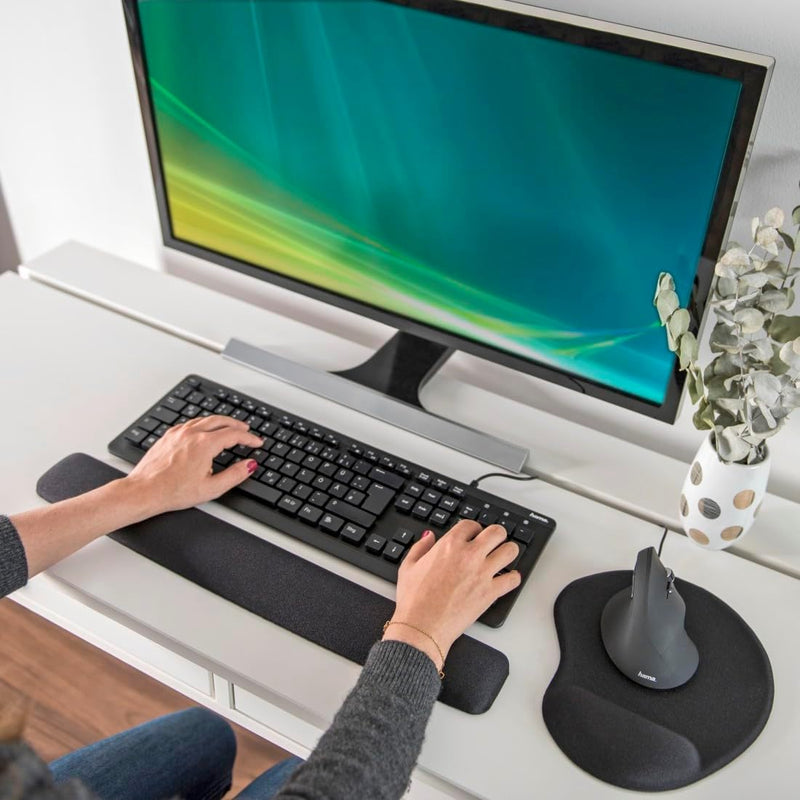 Hama Handballenauflage für Tastatur (ergonomische Tastatur Handauflage, rutschfeste Tastatur Pad Han
