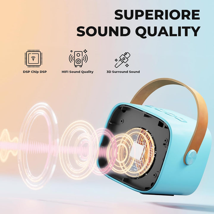 Karaoke Maschine Kinder Mini Karaoke Maschine mit 1 Mikrofon Bluetooth-Lautsprecher mit LED-Lichtern