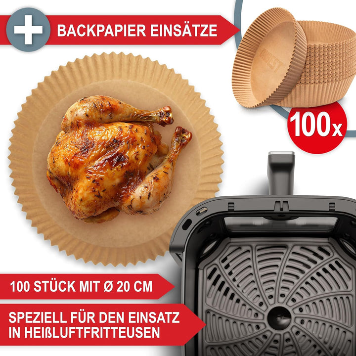 ONBEST Heissluftfritteuse mit grossem Sichtfenster & 12 Kochprogrammen – XL Airfryer mit 6,5 Liter,1