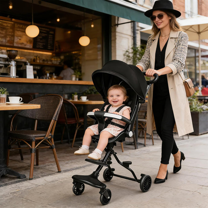 Supfine Kinderwagen, Ultraleicht Reisebuggy mit Verstellbarem Sitz, Regenverdeck Zusammenklappbar 3-