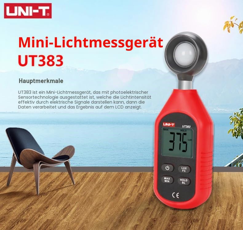 UNI-T Uni-trend UT383BT : Mini Light Meters with Certificates: CE, UKCA 200,000 LUX Digital Luxmeter