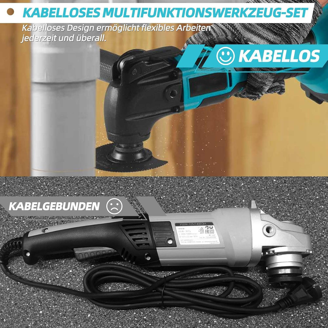Akku Multitool Kompatibel mit Makita 18V, Oszillationswerkzeug mit 6 Geschwindigkeiten &amp; Bürstenlose