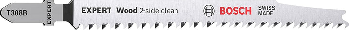Bosch Professional 25x Stichsägeblatt Expert ‘Wood 2-Side Clean’ T 308 B (für Sperrholz, Massivholz-