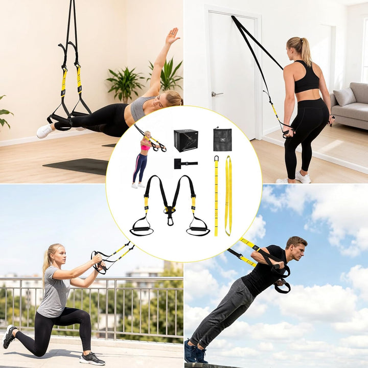 Sling Trainer, Schlingentrainer für Ein Ganzkörpertraining, Suspension Trainer mit Türanker Einstell