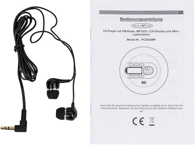 Reflexion CD/MP3 Player - Perfekt für Reisen, mit langlebigem Akku + Mit Kopfhörern (blau) PPL-UKW R