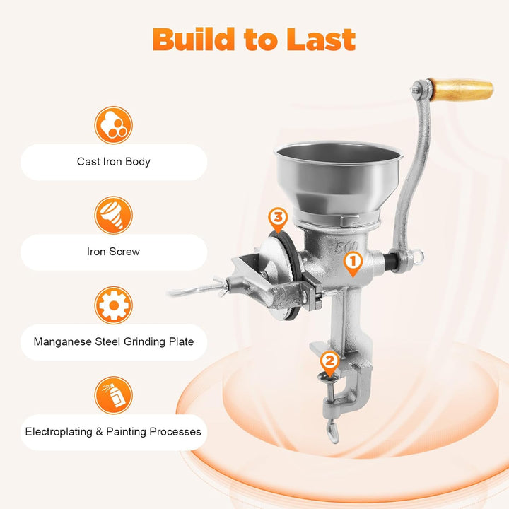 Manuelle Getreidemühle, Gusseisen Flockenquetsche, Kornmühle Haferquetsche Mais Nuss Mohn Schrotmühl