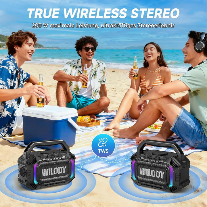 Wilody 100W Tragbare Bluetooth Lautsprecher Box,Bluetooth Lautsprecher mit Licht,Musikbox Bluetooth&