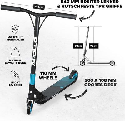 Apollo Stunt Scooter - Genesis Pro X Competition | High End Stuntscooter, ABEC 9 Kugellagern | Trick