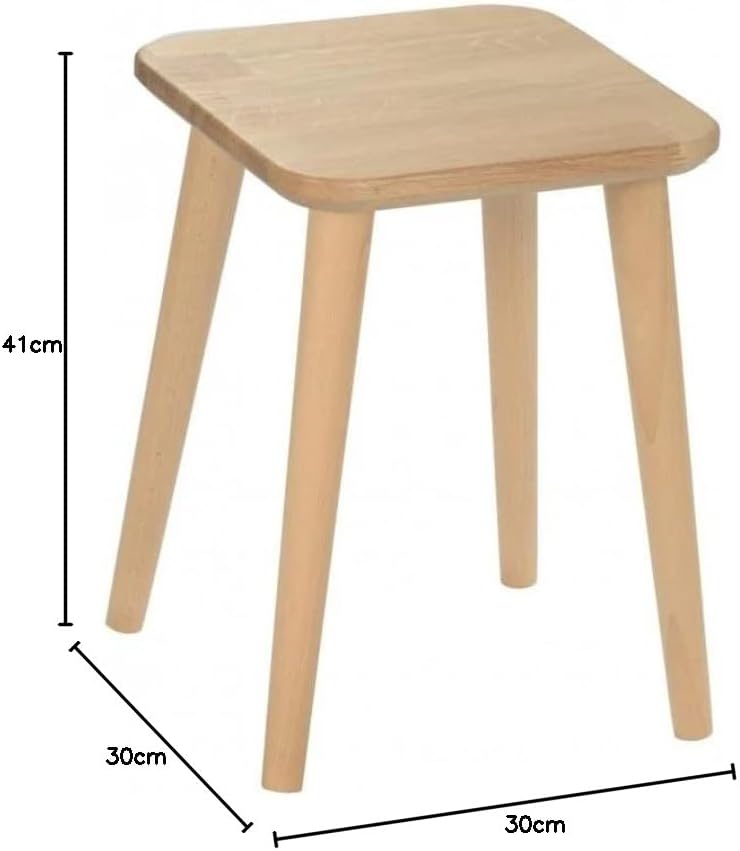 Massiver moderner Hocker aus Eichenholz in quadratischer Form hergestellt in EU (Buche Holz Naturbei