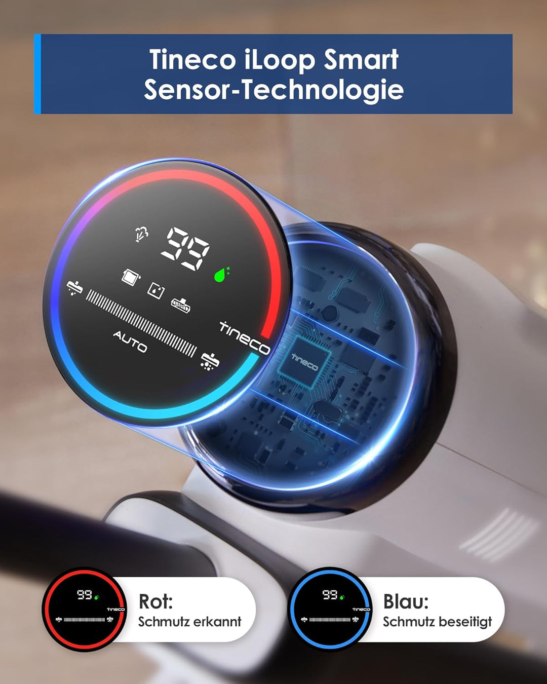 Tineco FLOOR ONE S5 STEAM Smart Dampfreiniger Nass-Trockensauger, Natürliche Reinigung für Hartböden