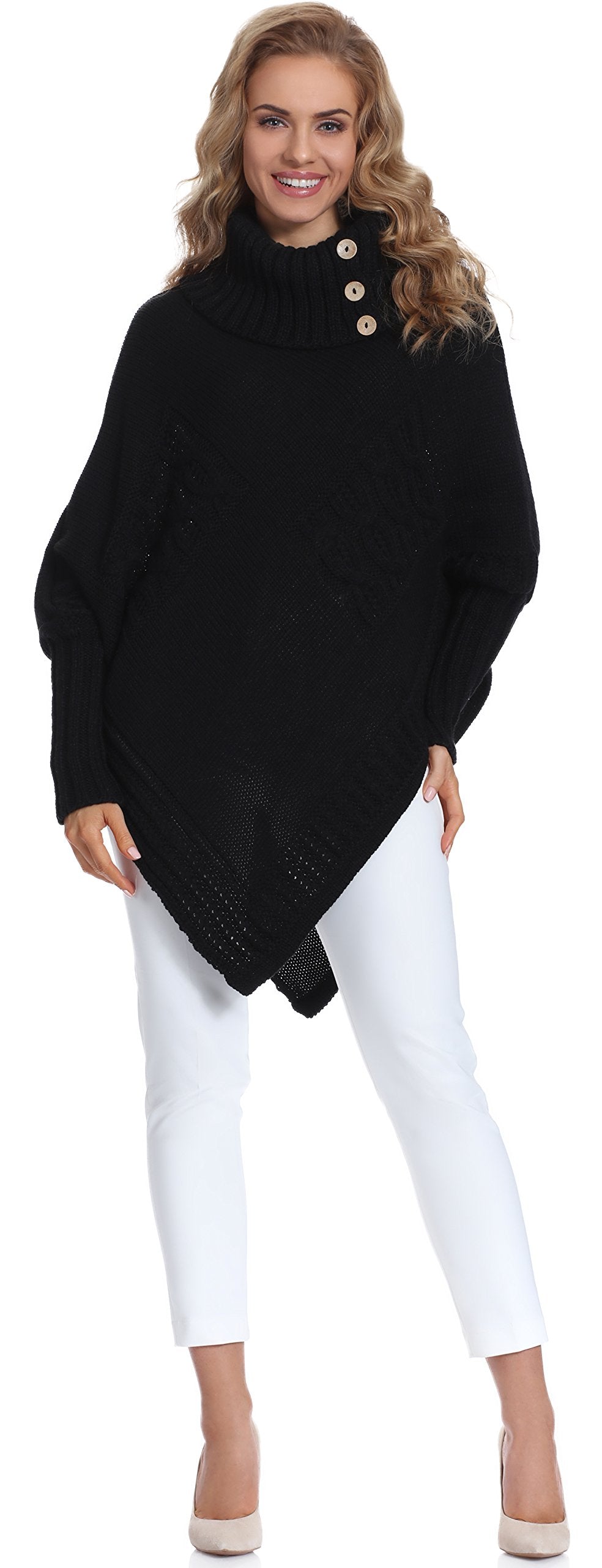 Merry Style Damen Poncho M83N4 Einheitsgrösse Schwarz, Einheitsgrösse Schwarz