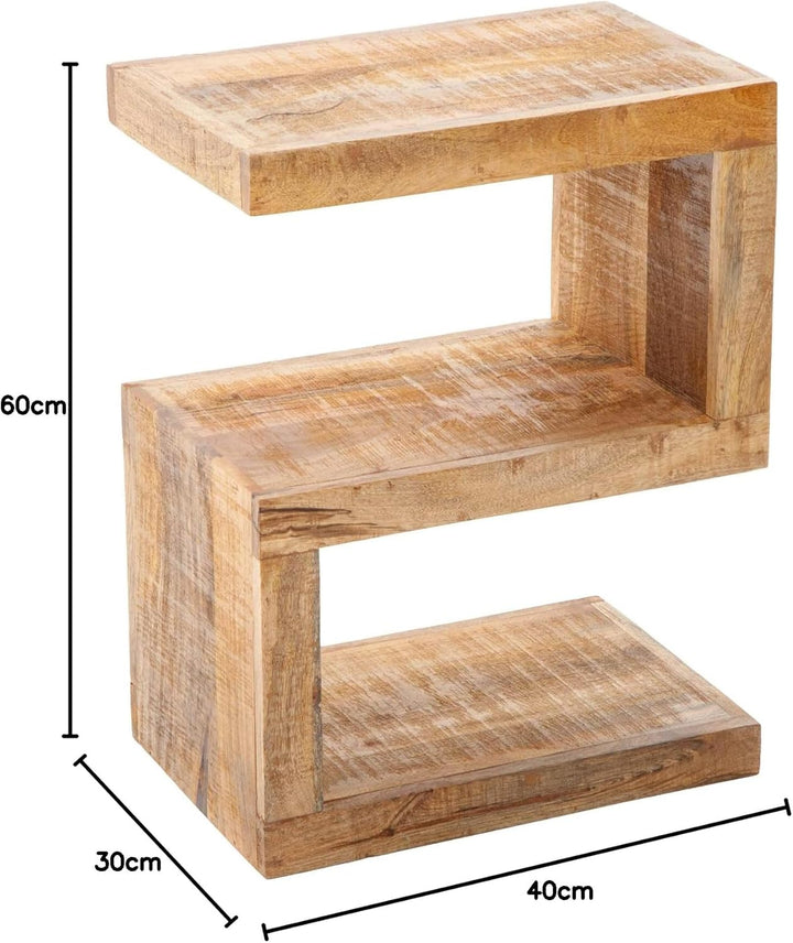 riess-ambiente.de Massiver Beistelltisch S 60cm Mango Massivholz variabel stellbar Handarbeit Holzti