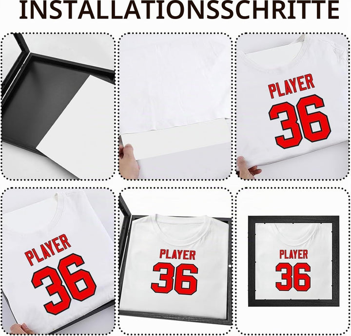 2 Stück Rahmen für Fussballtrikots, 33 x 33 cm Trikotrahmen Sport-Trikot, Schattenbox, Rahmen, Rahme